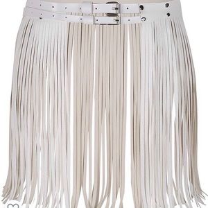 White Fringe Skirt Belt
